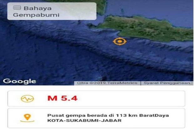 Gempa 5,4 SR di Pesisir Sukabumi Terasa hingga ke Bandung