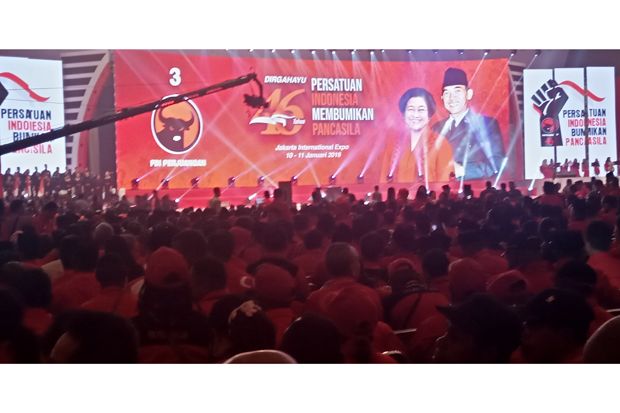Jokowi-JK dan Elite Parpol Hadiri Rakornas dan HUT PDIP ke 46
