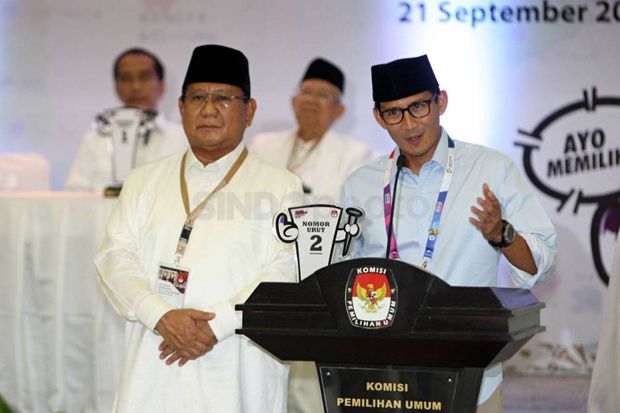 Prabowo-Sandi Pede Hadapi Debat Perdana