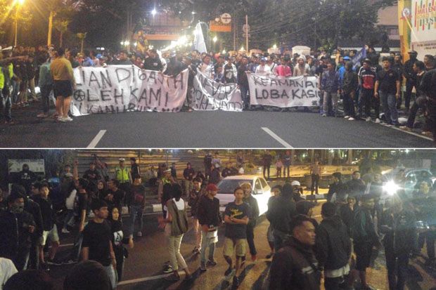 Geruduk Polrestabes Bandung, Ratusan Bobotoh Kuasai Jalan Merdeka