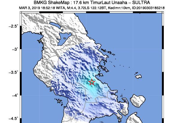 Gempa Berkekuatan 4,4 SR Guncang Konawe Sulawesi Tenggara