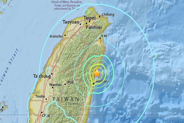 Gempa Berkekuatan 6,4 Skala Richter Guncang Taiwan