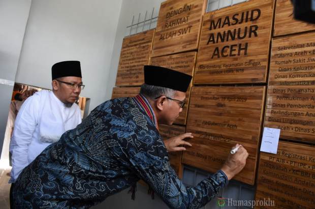 Masjid An-Nur Aceh Eratkan Persaudaraan Aceh dan Masyrakat Lombok Utara