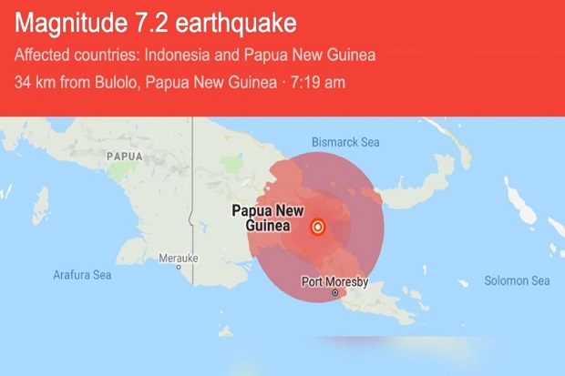Gempa 7,2 SR Guncang Papua Nugini, Tak Timbulkan Tsunami