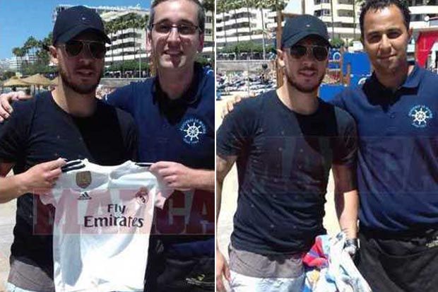 Eden Hazard Berpose dengan Kostum Madrid di Marbella