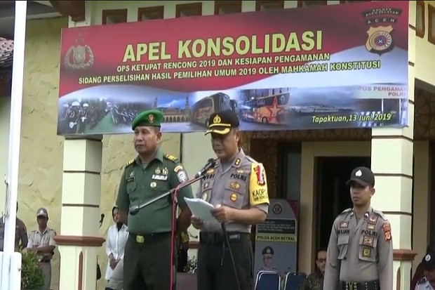Hadapi Sidang Sengketa Pemilu, Polres Aceh Selatan Gelar Apel Bersama TNI
