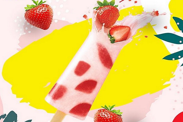 Summer Barz-Frozen Berry, Es dengan Potongan Buah Strawberry Asli