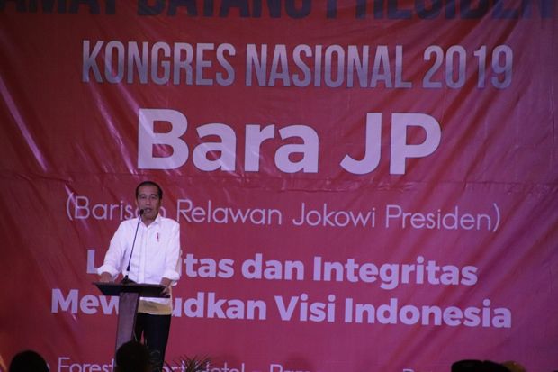 Jokowi Apresiasi Dukungan Bara JP saat Pilpres 2019