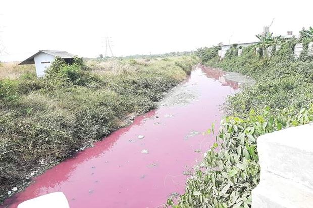 Aneh, Air Sungai di Serang Berubah Warna Jadi Merah