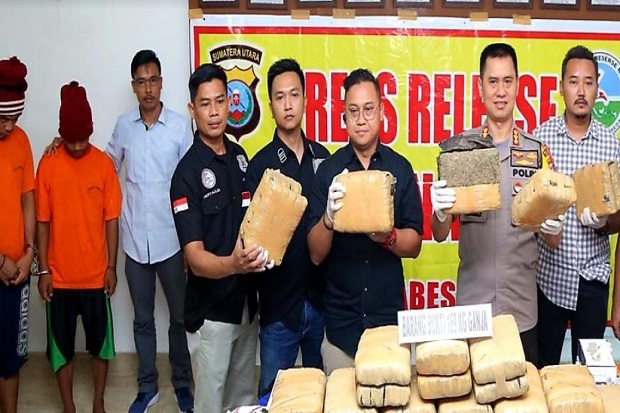 169 Kg Ganja Siap Edar asal Aceh Disita, 2 Tersangka Dibekuk