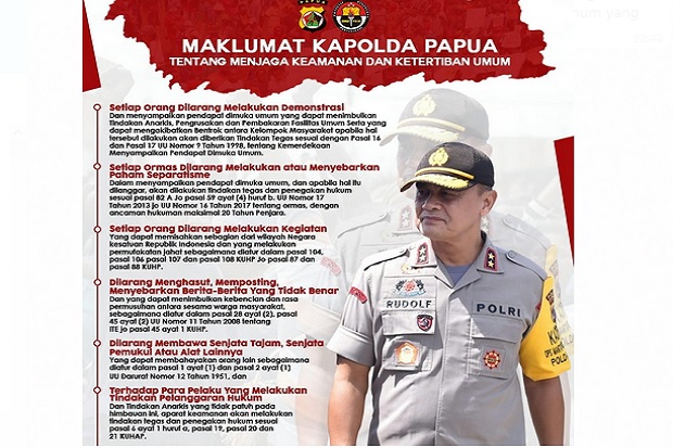 Ini Maklumat Kapolda Papua Terkait Situasi Kota Jayapura