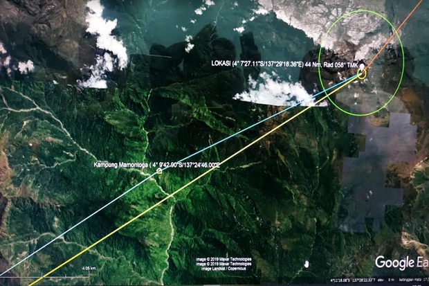 Lokasi Serpihan Pesawat Twin Otter PK-CDC di Ketinggian 4.100 Mdpl