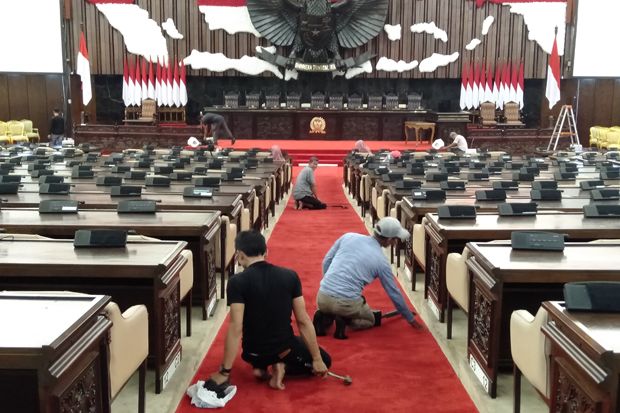 Penampakan Gedung DPR Tiga Hari Jelang Pelantikan Jokowi-Maruf