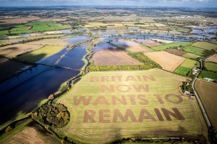 Penentang Brexit Tulis Pesan Raksasa di Ladang Inggris