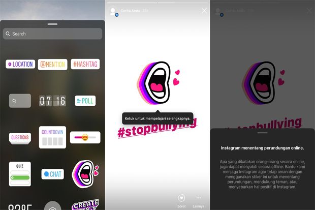 Instagram Rilis Stiker Cegah Siber Bullying