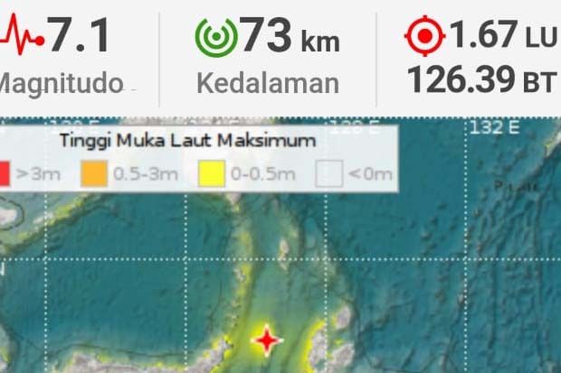 Gempa Magnitudo 7,1 di Malut yang Berptensi Tsunami Berpusat di Sini