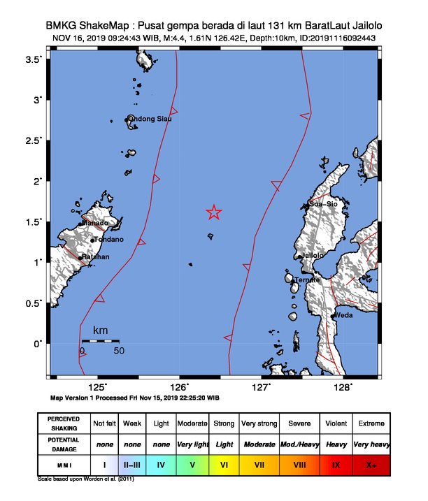 Ternate Maluku Utara Diguncang Gempa 4,4 SR