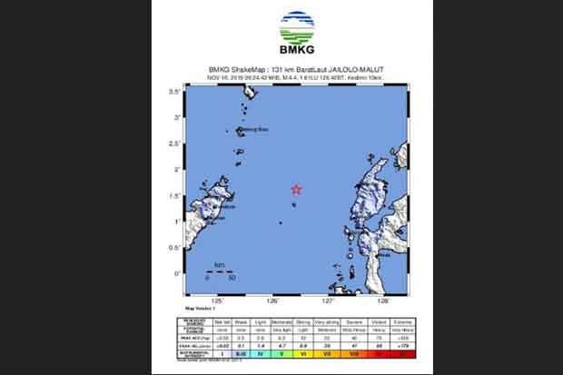 Gempa Bumi 4,4 SR Guncang Ternate, Tidak Berpotensi Tsunami
