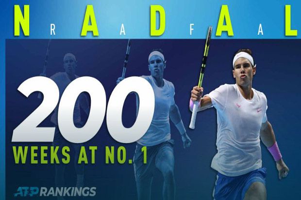 Rafael Nadal Rayakan 200 Minggu Jadi No. 1 Dunia ATP