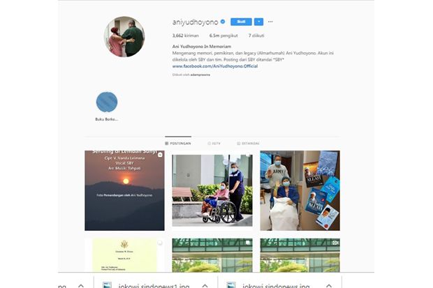 SBY Aktifkan Instagram Ani Yudhoyono, Begini Tampilannya