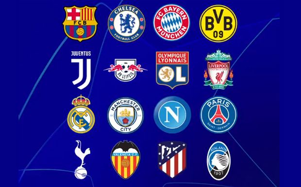 Daftar Klub di Babak 16 Besar Liga Champions 2019/2020