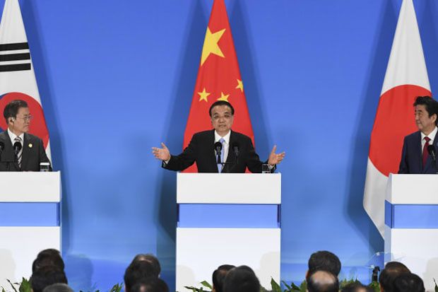 Pertemuan Trilateral China, Jepang-Korsel Hasilkan Komitmen Perdagangan Bebas