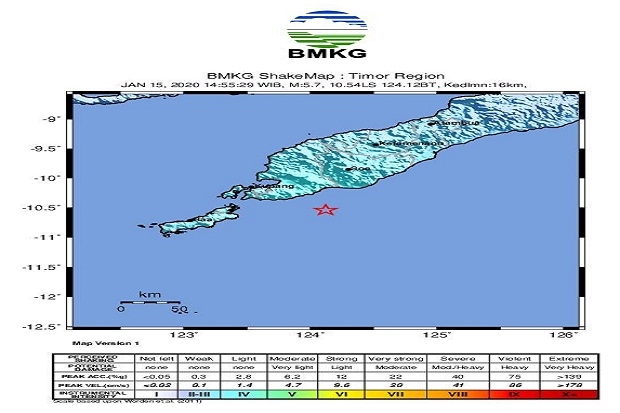 Gempa Magnitudo 5,9 SR Guncang Kupang Nusa Tenggara Timur