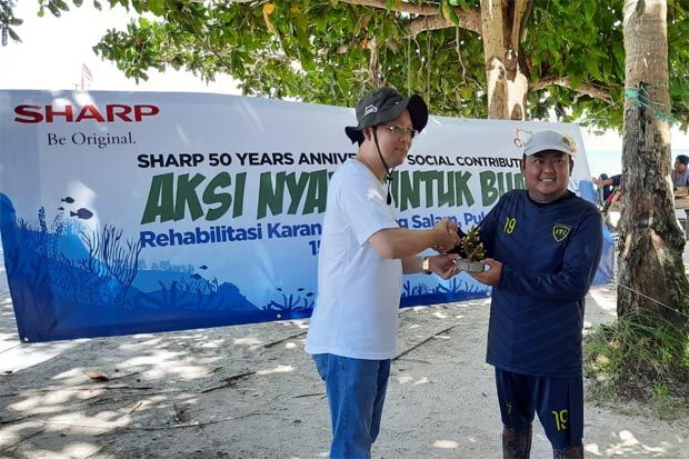 Sambut Usia Emas, Sharp Indonesia Rehabilitasi Terumbu Karang di Belitung