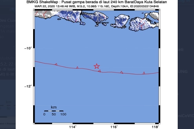 Gempa Bumi 5,2 SR Terjadi di Kawasan Kuta Selatan Bali