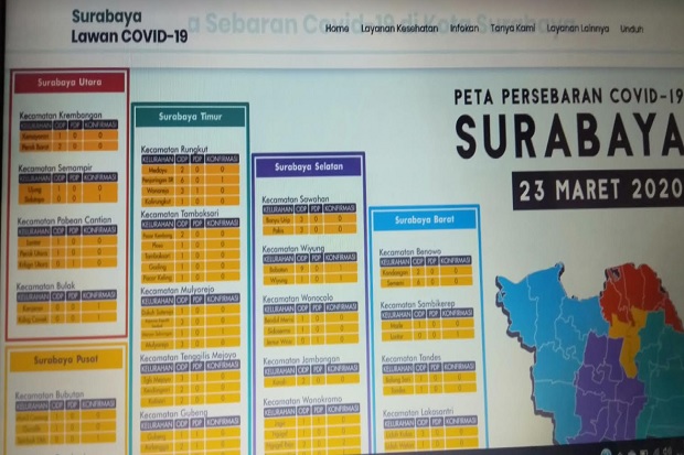 Lebih Waspada, Peta Sebaran Covid-19 di Surabaya Dibuka ke Publik