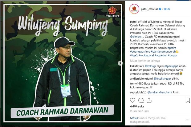 Wilujeng Sumping Coach Rahmad Darmawan