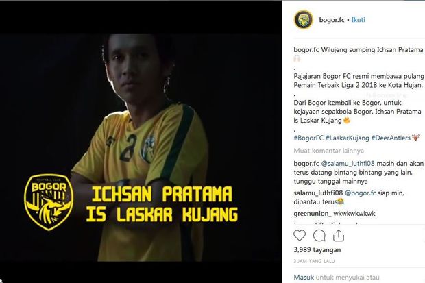 Bogor FC Rekrut Pemain Terbaik Liga 2 Ichsan Pratama