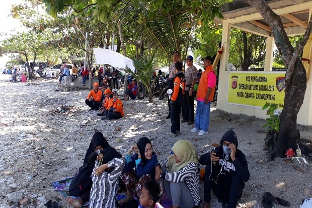 Pantai Dipadati Wisatawan, Polres Sukabumi Siaga