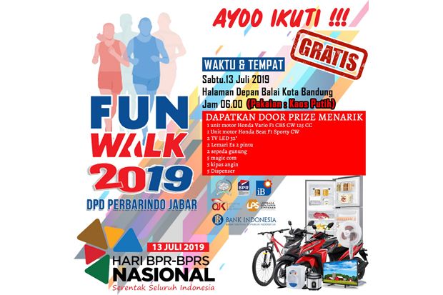 Ribuan Peserta Bakal Ramaikan Fun Walk 2019 Perbarindo di Balai Kota Bandung
