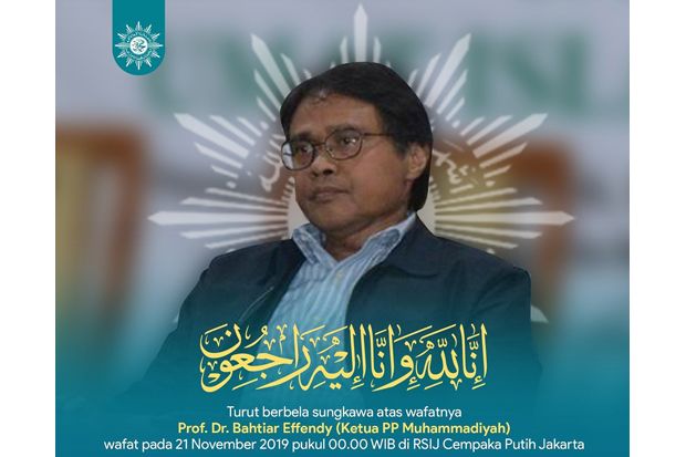 Ketua PP Muhammadiyah Prof Bahtiar Effendy Meninggal Dunia