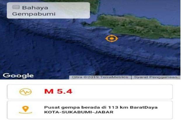Gempa Bumi 5,4 SR Guncang Sukabumi, Terasa hingga Bandung
