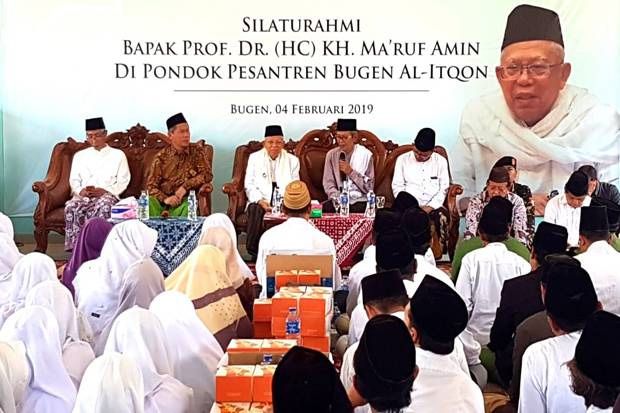 Jaga Suara Santri, Maruf Amin Kunjungi Ponpes Bugen Al-Itqon Semarang