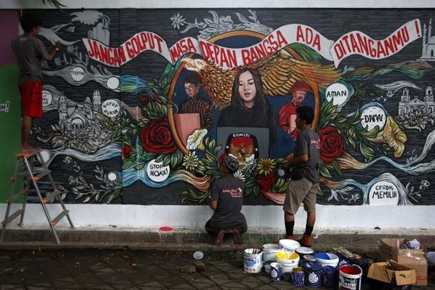 Seruan Anti Politik Uang dalam Lomba Seni Mural Pemilu