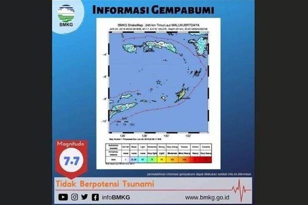 Gempa 7,7 Magnitudo Guncang Maluku