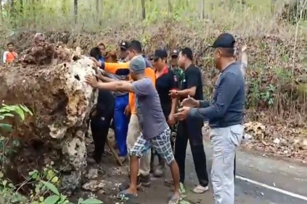 Tebing Longsor Diguyur Hujan, Batu Besar Tutup Jalan Ayah-Karangbolong