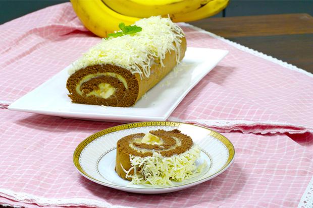 Resep dan Cara Membuat Bolu Gulung Pisang Cokelat Mayo