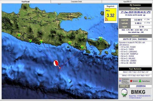 Gempa Bumi hingga Tiga Kali Terjadi di Jawa Timur