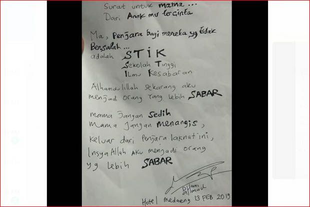 Tulis Surat dari Rutan Medaeng, Dhani Minta Mamanya Tidak Bersedih