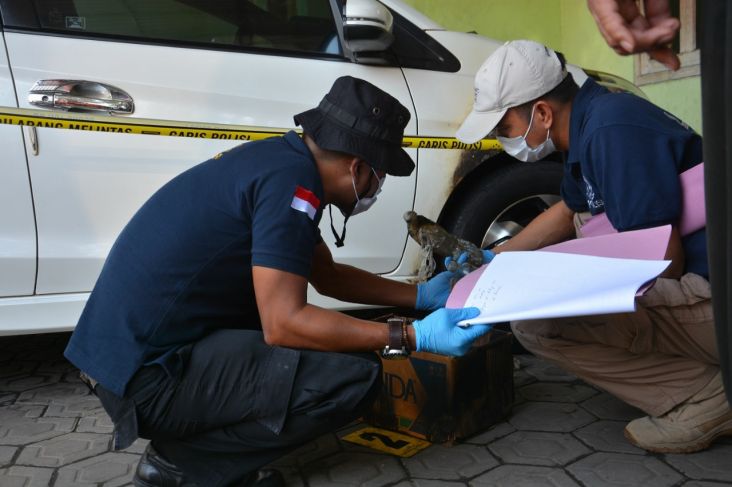 Labfor Polri Olah TKP Bom Molotov Rumah Juragan Telur di Jombang