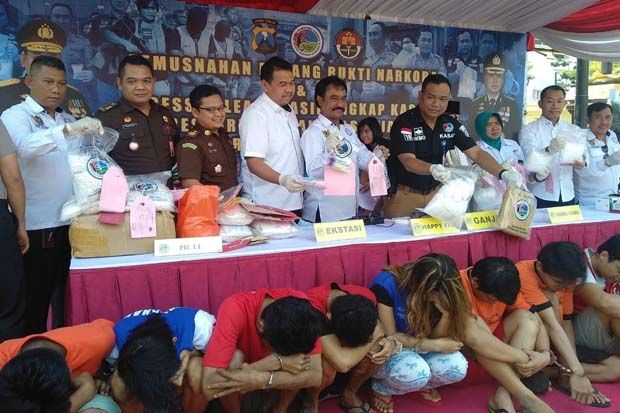 Polrestabes Surabaya Musnahkan Barang Bukti Narkoba Senilai Rp6 Miliar