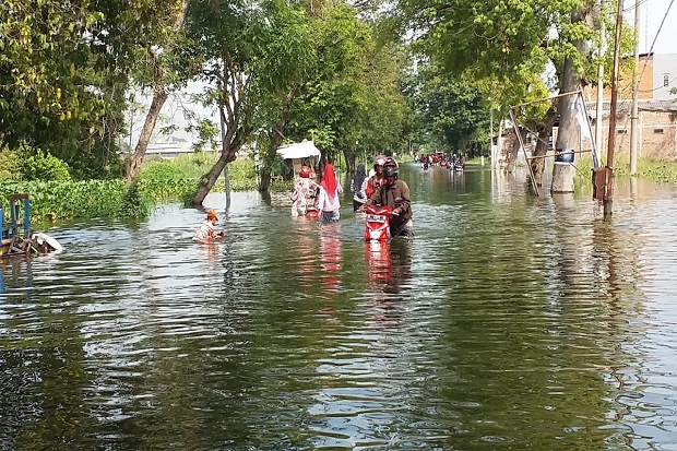 Kali Lamong Banjir, Ratusan Rumah di Mojokerto Terendam