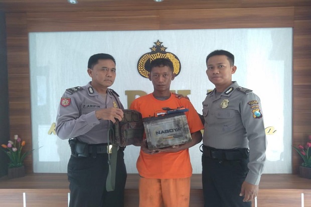 Polsek Driyorejo Bekuk Spesialis Pencuri Aki Truk Asal Jombang