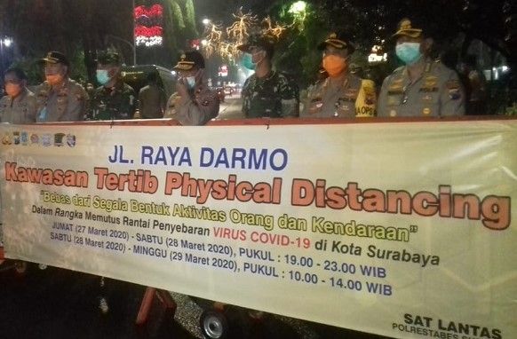 Cegah Penyebaran Covid-19, Dua Jalan Utama di Surabaya Ditutup