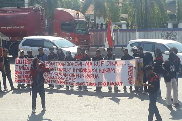 Gerakan Aktivis Mahasiswa di Makassar Demo Tolak Pelantikan Jokowi-Maruf