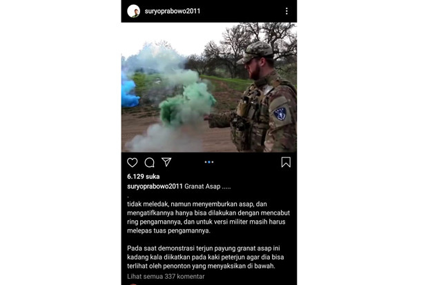 Usai Ledakan di Monas, Mantan Kasum TNI Posting Video Granat Asap